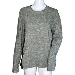 Lilla‎ P Sweatshirt Womens Large Gray Plaid Flannel Back Top Mixed Media Casual